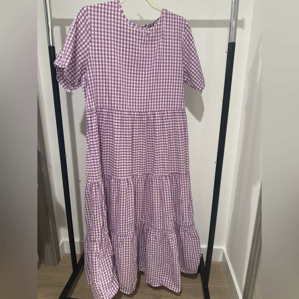 Boohoo Purple Checkered Maxi Dress